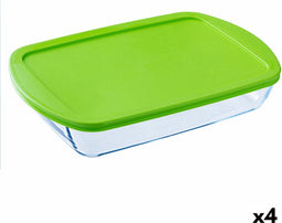 Pyrex Rechthoekige Lunchbox Met Deksel Pyrex Cook & Store Transparant Siliconen Glas (4,5 L) (4 Stuks)