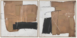 Esprit - Schilderij Abstract Stads - 100 x 100 cm - Wit Bruin (2 stuks)