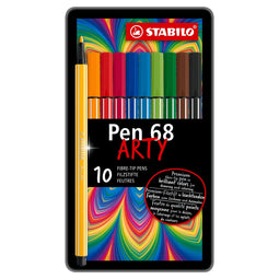 STABILO Pen 68 - Premium Viltstift - Metalen Etui - 10 Verschillende Kleuren
