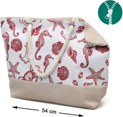 Handtas Rood Strand Waterdieren