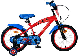Spider-Man Kinderfiets - 16 inch - Handrem en Zijwieltjes - Rood