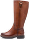 Tamaris Comfort Essentials - Dames Laarzen - Platte laars met uitneembare zool - Cognac