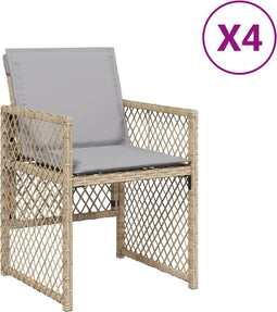 vidaXL - Tuinstoelen - 4 - st - met - kussens - poly - rattan - gemengd - beige