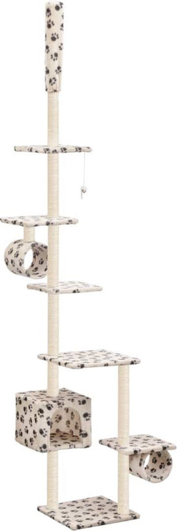 vidaXL - Kattenkrabpaal - met - sisal - krabpalen - 260 - cm - pootafdrukken - beige