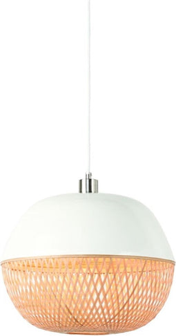 GOOD&MOJO Hanglamp Mekong - Wit/Bamboe - Rond - Ø40cm - Scandinavisch,Bohemian - Hanglampen Eetkamer, Slaapkamer, Woonkamer