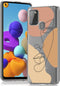 iMoshion Hoesje Geschikt voor Samsung Galaxy A21s Hoesje Siliconen - iMoshion Design hoesje - Meerkleurig / Line Art Color Face
