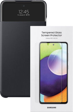 Samsung Galaxy A52 / A52s / A52 (5G) - S View Wallet Cover met Screenprotector - Zwart
