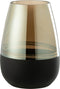 J-Line theelichthouder/vaas Lijnen - glas - zwart/goud - large