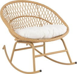 J-Line schommelstoel + kussen Zayo - metaal/riet - beige
