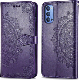 iMoshion Hoesje Geschikt voor Oppo Reno4 5G Hoesje Met Pasjeshouder - iMoshion Mandala Bookcase - Paars