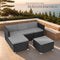 tectake® Wicker lounge - Tuinmeubelset - 5 elementen - Weerbestendig - Zwart