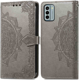 iMoshion Hoesje Geschikt voor Nokia G22 Hoesje Met Pasjeshouder - iMoshion Mandala Bookcase - Grijs