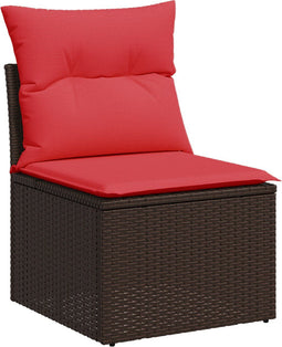 vidaXL - Tuinstoel - zonder - armleuningen - met - kussens - poly - rattan - bruin