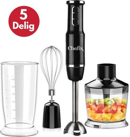 Chefix Staafmixer Set 4-in-1 - 750 W - 3 Snelheden - Zwart