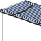 vidaXL - Luifel - handmatig - uittrekbaar - met - palen - 4,5x3,5 - m - blauw - en - wit