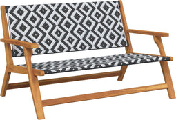 vidaXL - Ligbank - Zwart - en - Wit - 122x76x73,5 - cm - Massief - Acaciahout