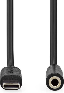 Nedis USB-C Adapter - USB 2.0 - USB-C Male - 3,5 mm Female - 1.00 m - Rond - Vernikkeld - PVC - Zwart - Doos