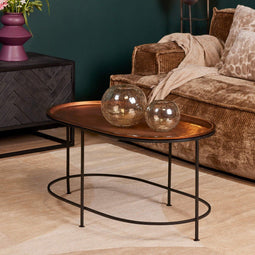 Salontafel ovaal - Salontafel Brass - Salontafel industrieel 86 cm - Salontafel