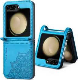 iMoshion Hoesje Geschikt voor Samsung Galaxy Z Flip 5 Hoesje Met Pasjeshouder - iMoshion Mandala Bookcase flip versie - Turquoise