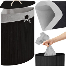 Zwarte bamboe wasmand 60 liter - Hoekmodel