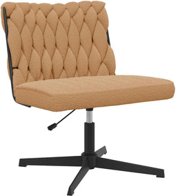 vidaXL - Bureaustoel - beige - gekrulde - wolachtige - stof
