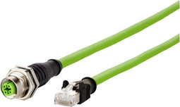 Metz Connect 142M4D25050 M12 Netwerkkabel, patchkabel CAT 5e S/UTP 5.00 m Groen PUR-mantel, Zuurbestendig, Ozonbestendi