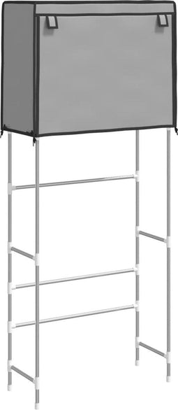 vidaXL - Opbergrek - voor - boven - wasmachine - 2-laags - 71x29,5x170,5 - cm - grijs