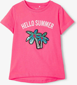 NAME IT T-shirt - Korte mouw - Glitter - Roze