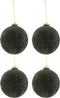 J-Line kerstbal Patroon - fluweel/glas - donkergroen - medium - doos van 4