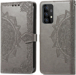 iMoshion Hoesje Geschikt voor Samsung Galaxy A72 Hoesje Met Pasjeshouder - iMoshion Mandala Bookcase - Grijs