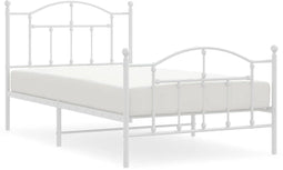 vidaXL - Bedframe - met - hoofd- - en - voeteneinde - metaal - wit - 100x190 - cm