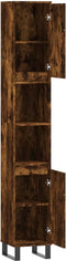 vidaXL - Badkamerkast - 30x30x190 - cm - bewerkt - hout - gerookt - eikenkleurig