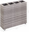 vidaXL - Plantenbak - verhoogd - met - 4 - potten - 80x22x79 - cm - poly - rattan - bruin