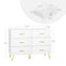 Woltu Ladekast met 6 Lades Wit met Gouden Metalen Poten 100 x 40 x 75 cm