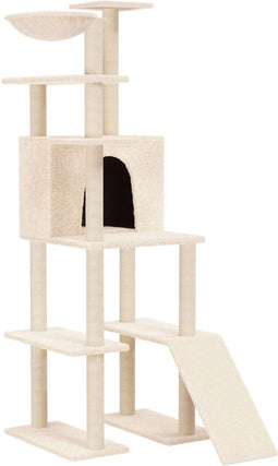 vidaXL - Kattenmeubel - met - sisal - krabpalen - 166 - cm - crèmekleurig
