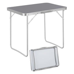 Woltu Campingtafel CPT8135gr - Opvouwbare Reistafel met Handvat - Aluminium en MDF - Grijs - 70 x 50