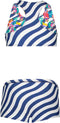 Just Beach Meisjes Bikini - Reversible - Wavy Streep en Tropical Birds - Maat 140