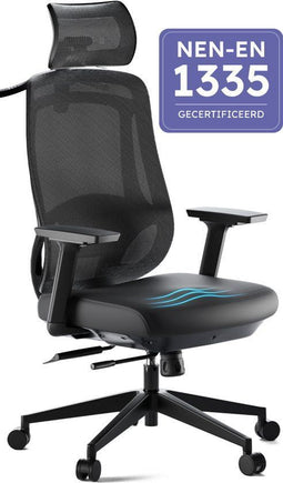 Roveo One - Ergonomische Bureaustoel - Verstelbare Lendensteun 3D Armsteunen - Zwart