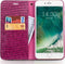 Qialino - echt lederen luxe wallet hoes - Geschikt voor iPhone SE (2022 / 2020) / 8 / 7 / 6(s) - Croco Roze