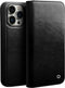 Qialino - Geschikt voor iPhone 14 Pro Max - Leren bookcase hoes - Zwart