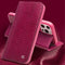 Qialino - Geschikt voor iPhone 14 Pro Max - Leren bookcase hoes - Croco Roze