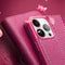 Qialino - Geschikt voor iPhone 15 Pro - Leren bookcase hoes - Croco Roze