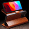 Qialino - Geschikt voor iPhone 15 Pro Max - Leren bookcase hoes - Cognac