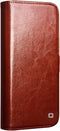 Qialino Geschikt voor iPhone 16 hoesje - Leren bookcase - Bruin