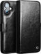 Qialino Geschikt voor iPhone 16 hoesje - Leren bookcase - Zwart