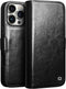 Qialino Geschikt voor iPhone 16 Pro hoesje - Leren bookcase - Zwart