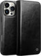 Qialino Geschikt voor iPhone 16 Pro Max hoesje - Leren bookcase - Zwart