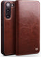 Qialino - Geschikt voor Samsung Galaxy S23 Plus / S23+ - Leren bookcase hoes - Bruin