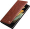 Qialino - Geschikt voor Samsung Galaxy S23 Ultra - Leren bookcase hoes - Bruin