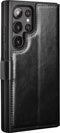 Qialino - Geschikt voor Samsung Galaxy S24 Ultra - Leren bookcase hoes - Zwart